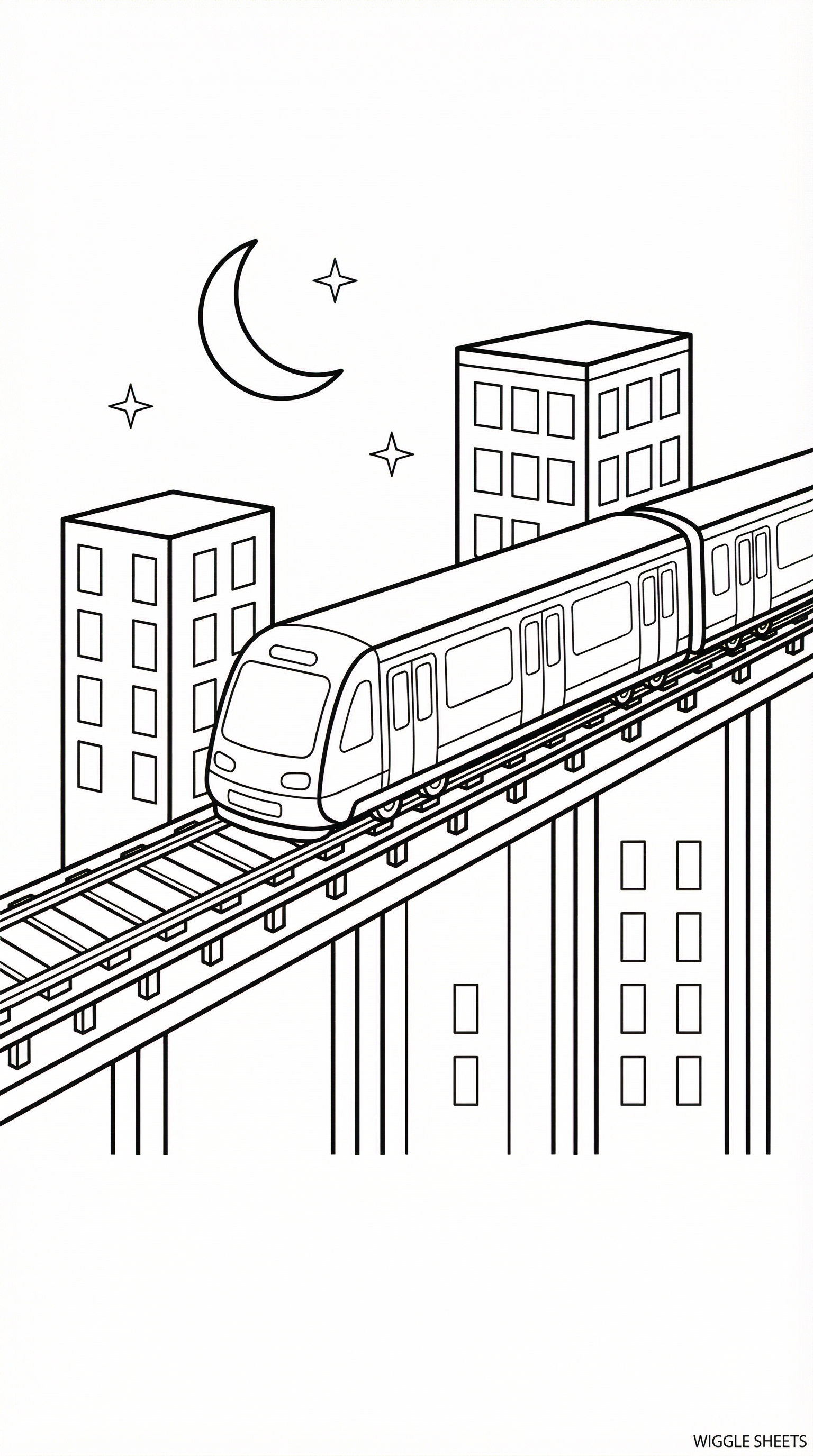Subway at Night Coloring Page